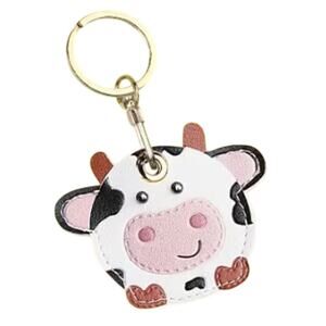 NEW Adorable Farm Cow Bag Tag Purse Charm Key Fob Hidden AirTag Holder
